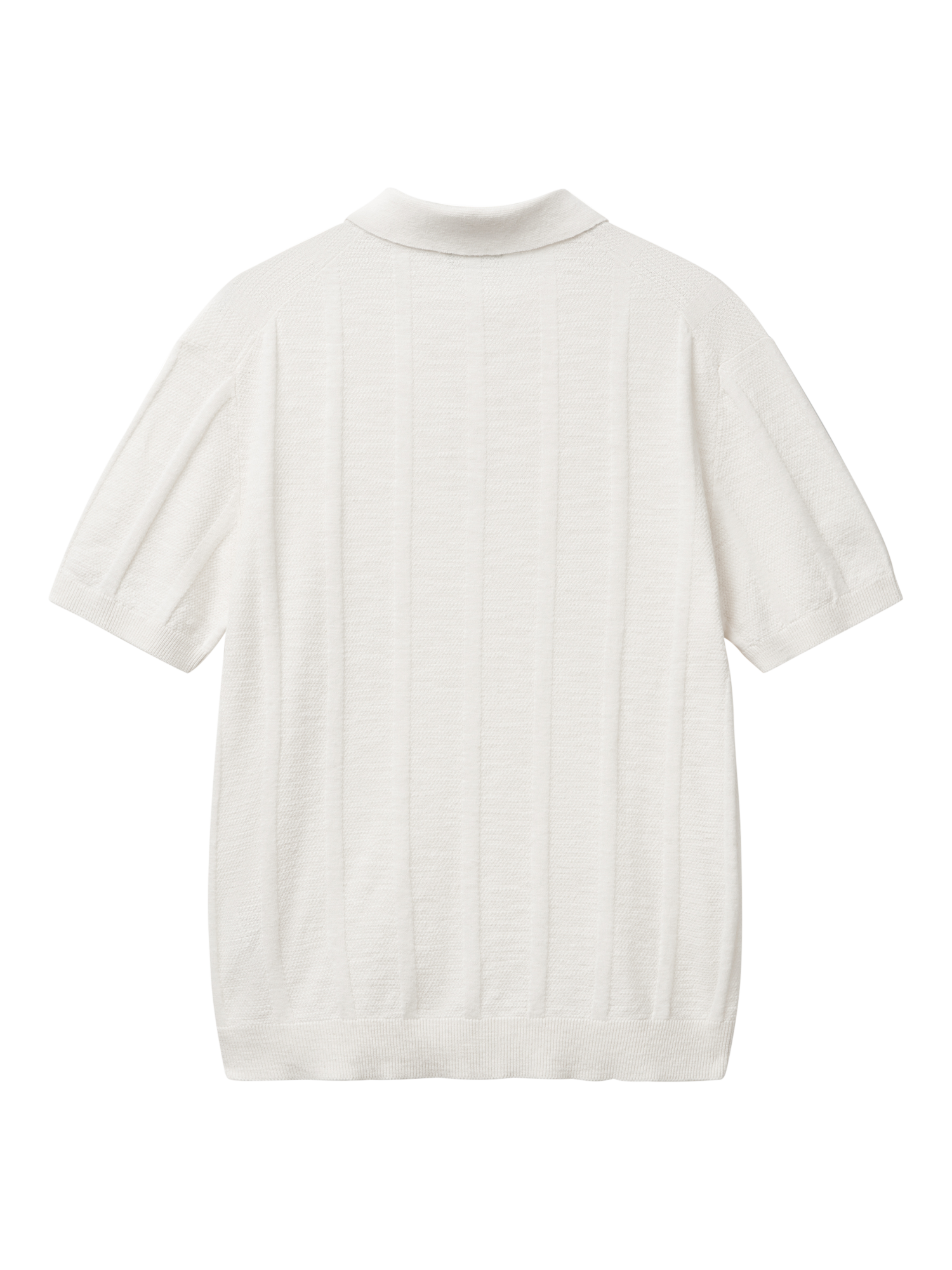 Product image 5 of 6, which shows Benetton Linen Blend Regular Fit Short Sleeve Polo Shirt, White Cream, XXL