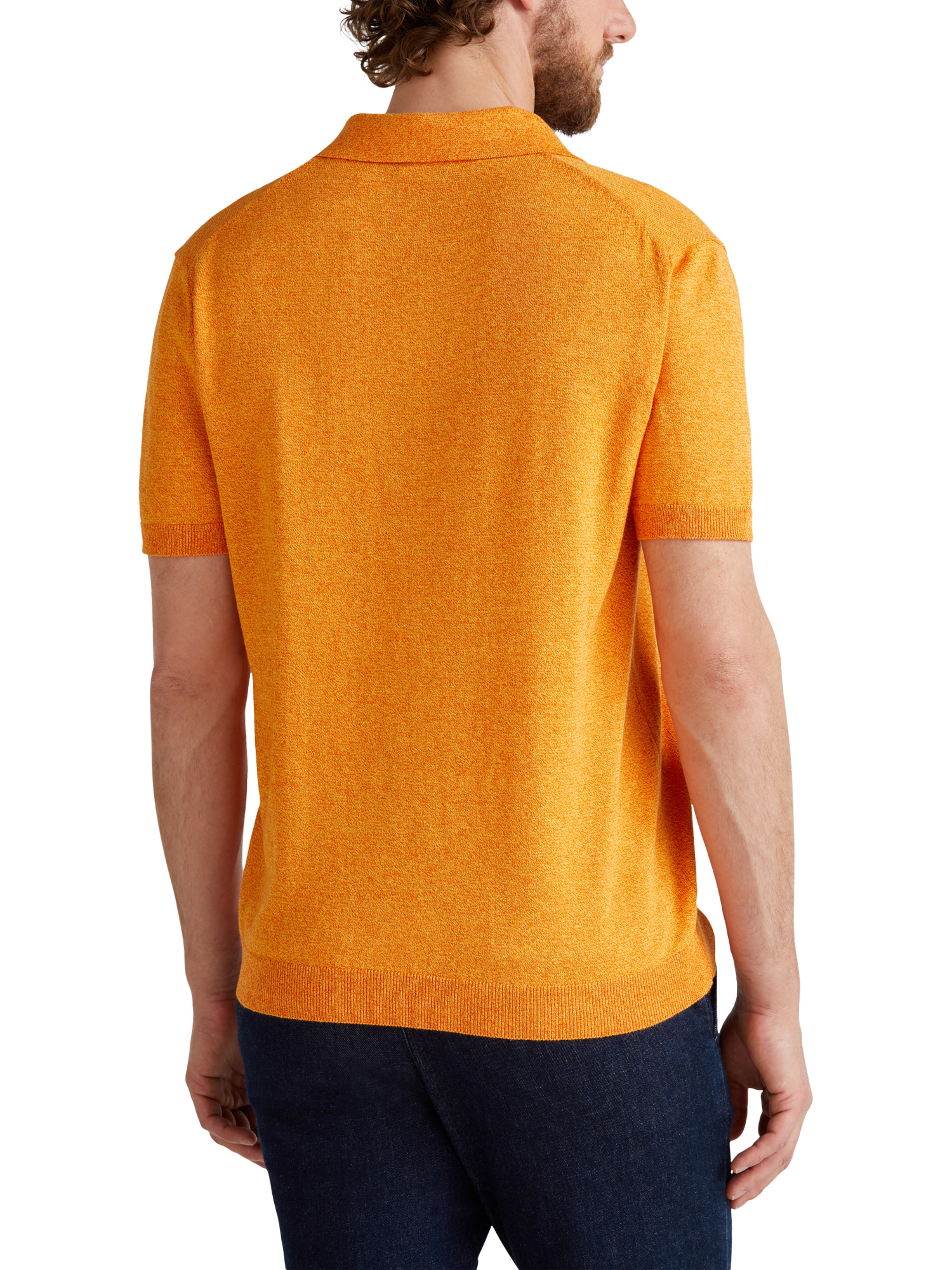 Product image 2 of 6, which shows Benetton Regular Fit Buttonless Short Sleeve Polo Shirt, Orange, XXL