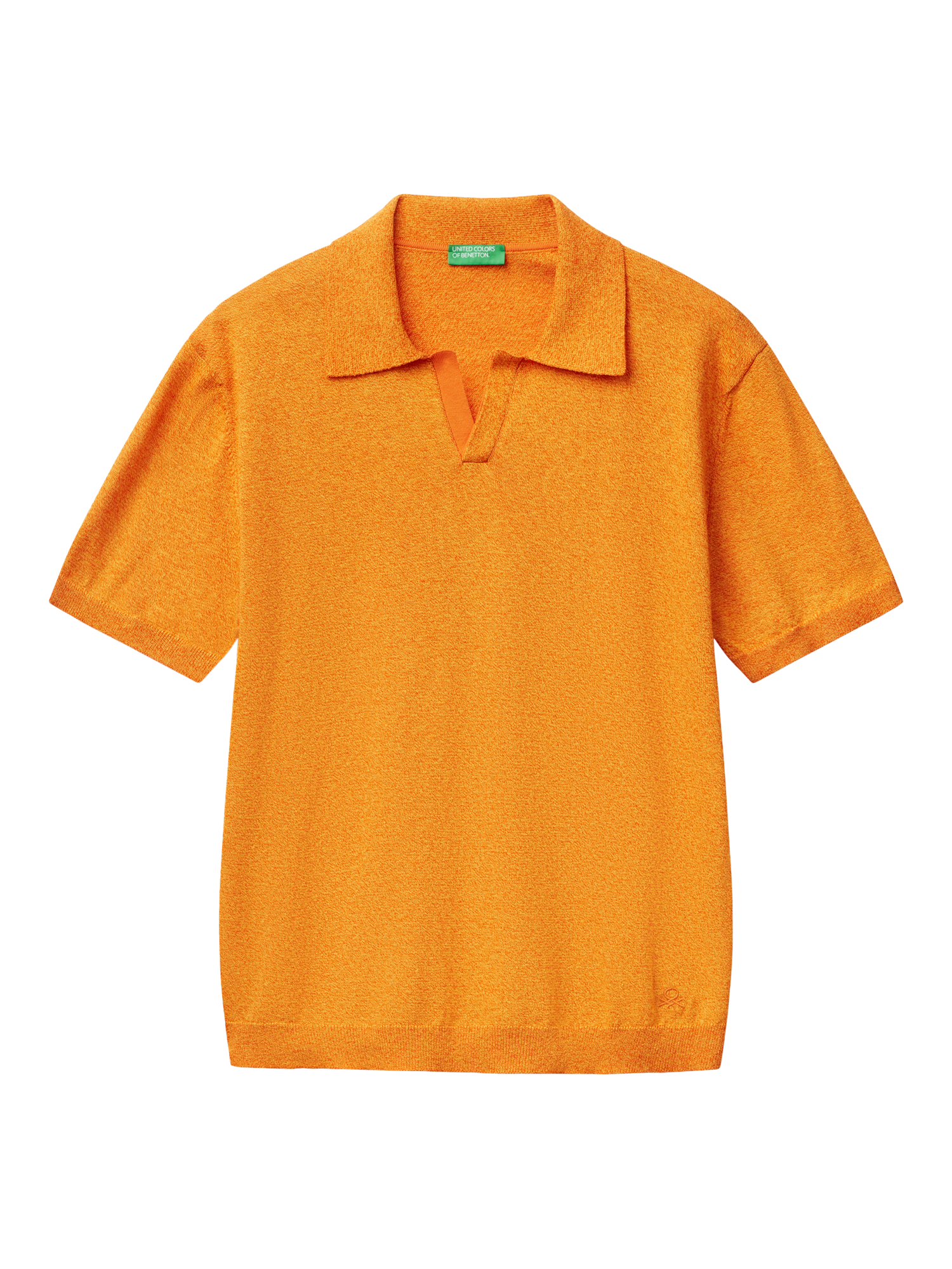 Product image 4 of 6, which shows Benetton Regular Fit Buttonless Short Sleeve Polo Shirt, Orange, XXL