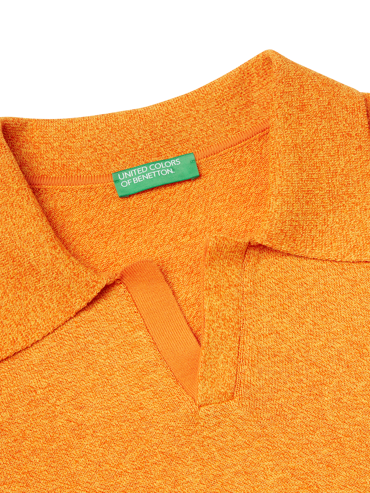 Product image 6 of 6, which shows Benetton Regular Fit Buttonless Short Sleeve Polo Shirt, Orange, XXL