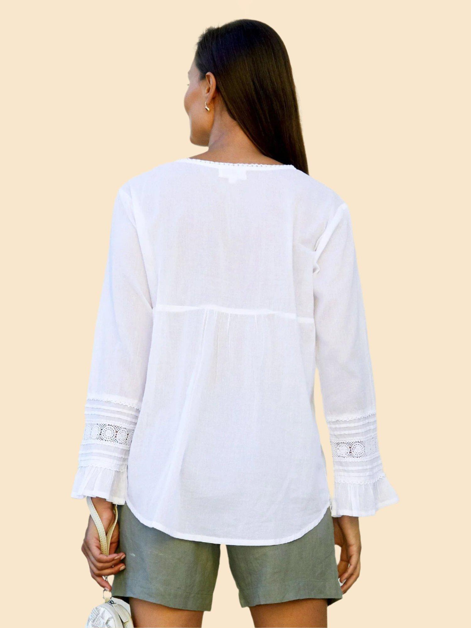 Product image 3 of 3, which shows Aspiga Valentina Embroidered Shirt, White, XL