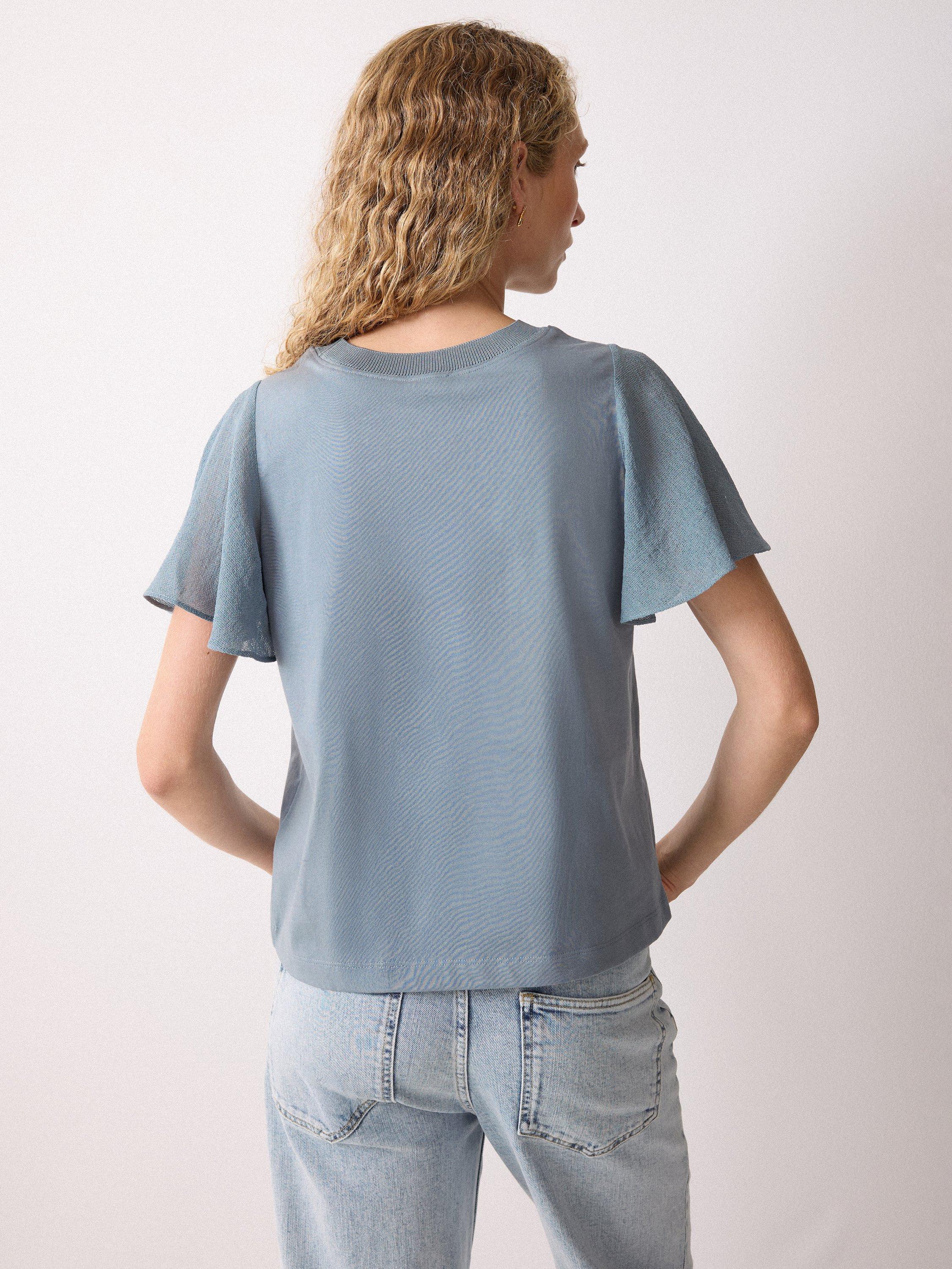 Product image 2 of 5, which shows Jigsaw Gauze Sleeve Jersey Top, Blue, XS