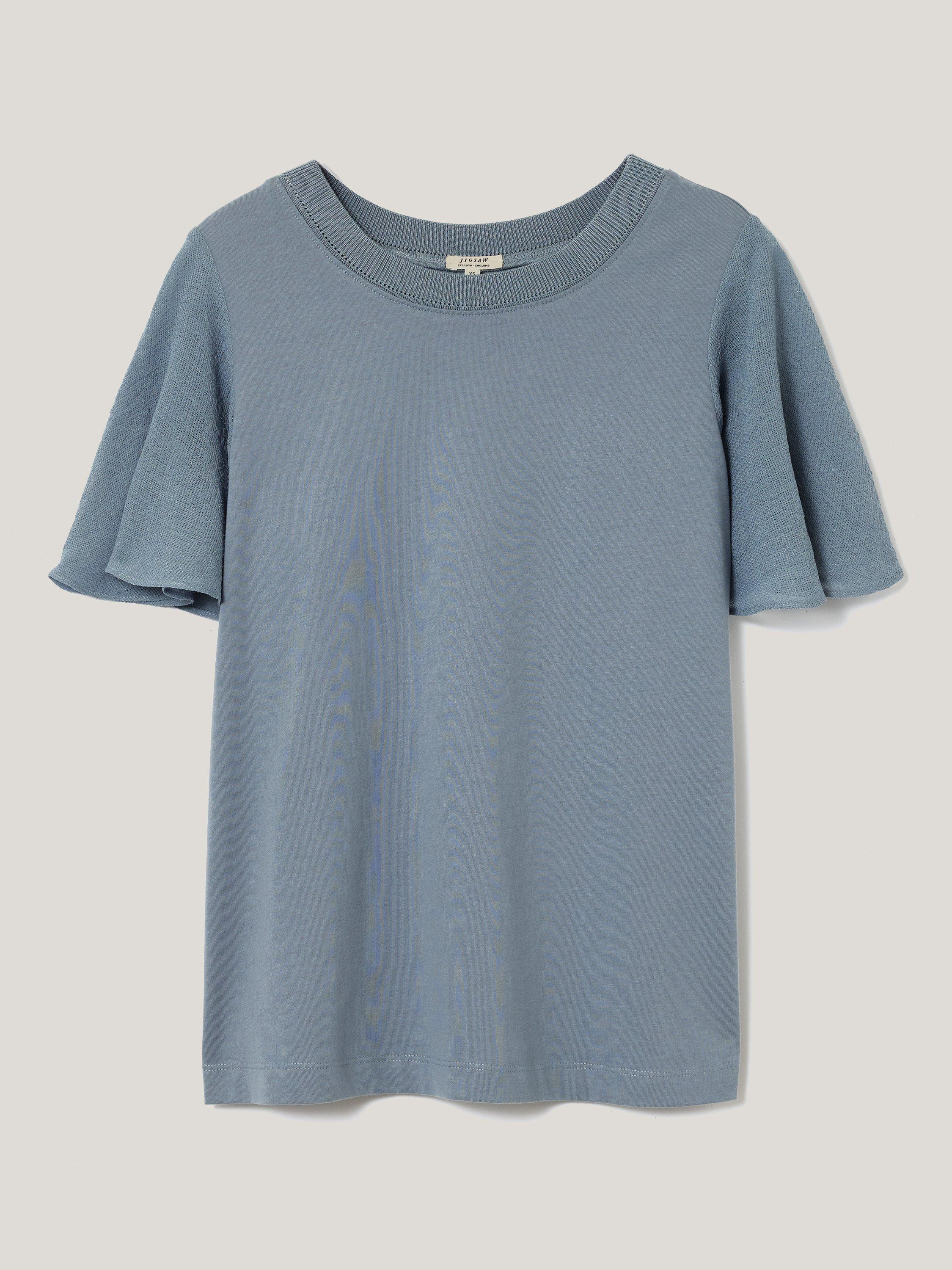 Product image 5 of 5, which shows Jigsaw Gauze Sleeve Jersey Top, Blue, XS