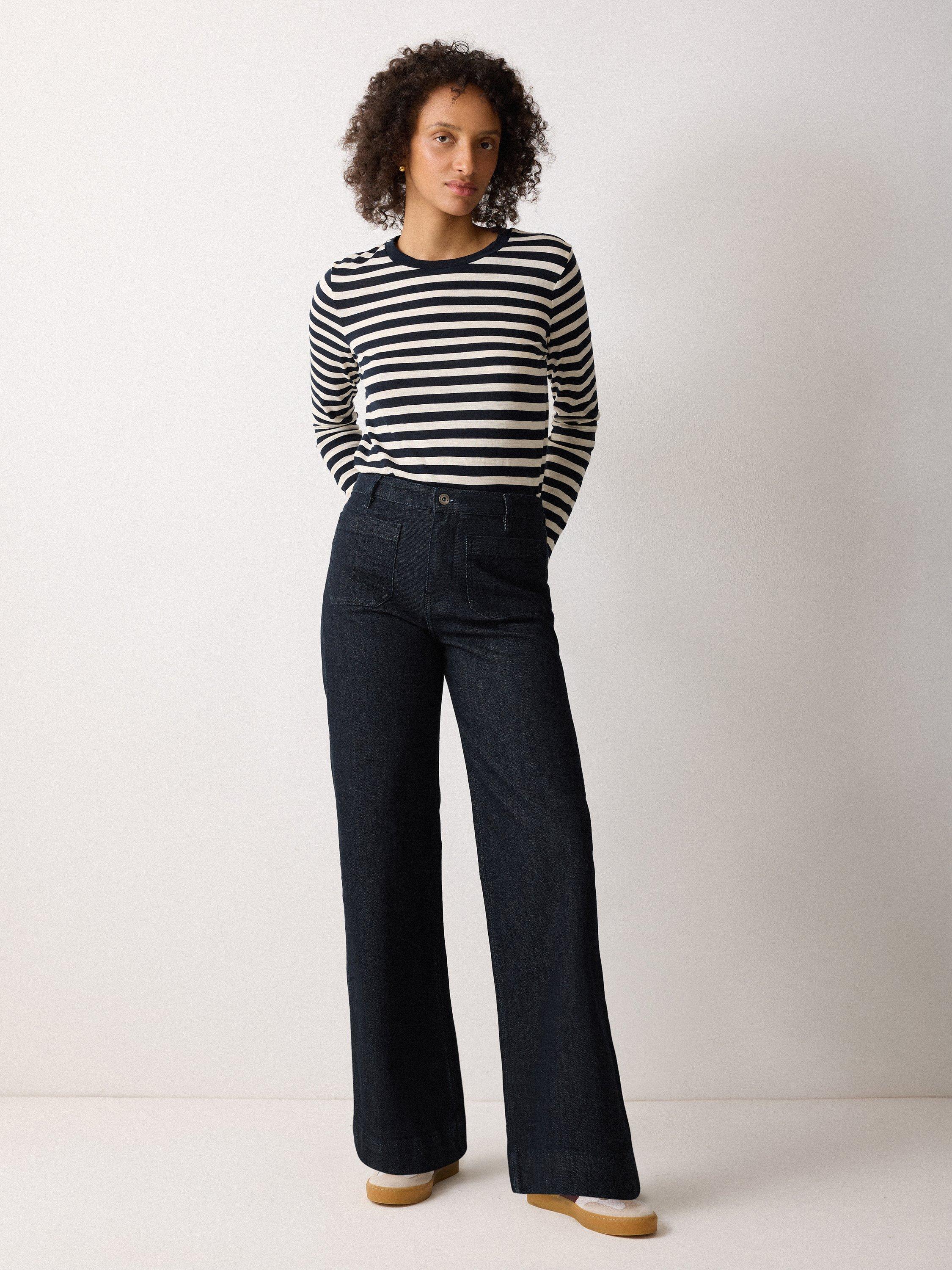 Product image 1 of 6, which shows Jigsaw Rhea High Waist Flared Denim Jeans, Indigo, 24