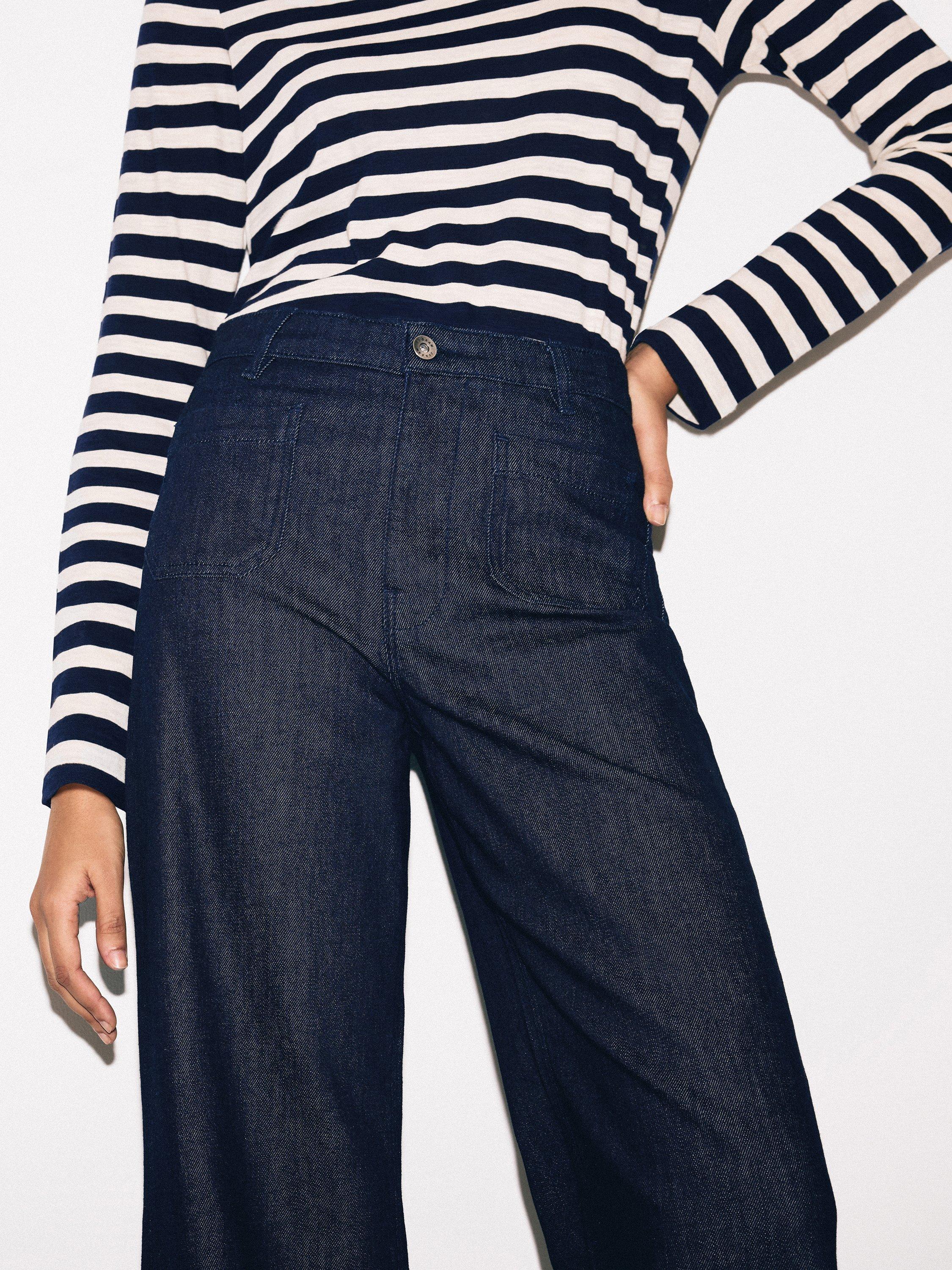Product image 3 of 6, which shows Jigsaw Rhea High Waist Flared Denim Jeans, Indigo, 24
