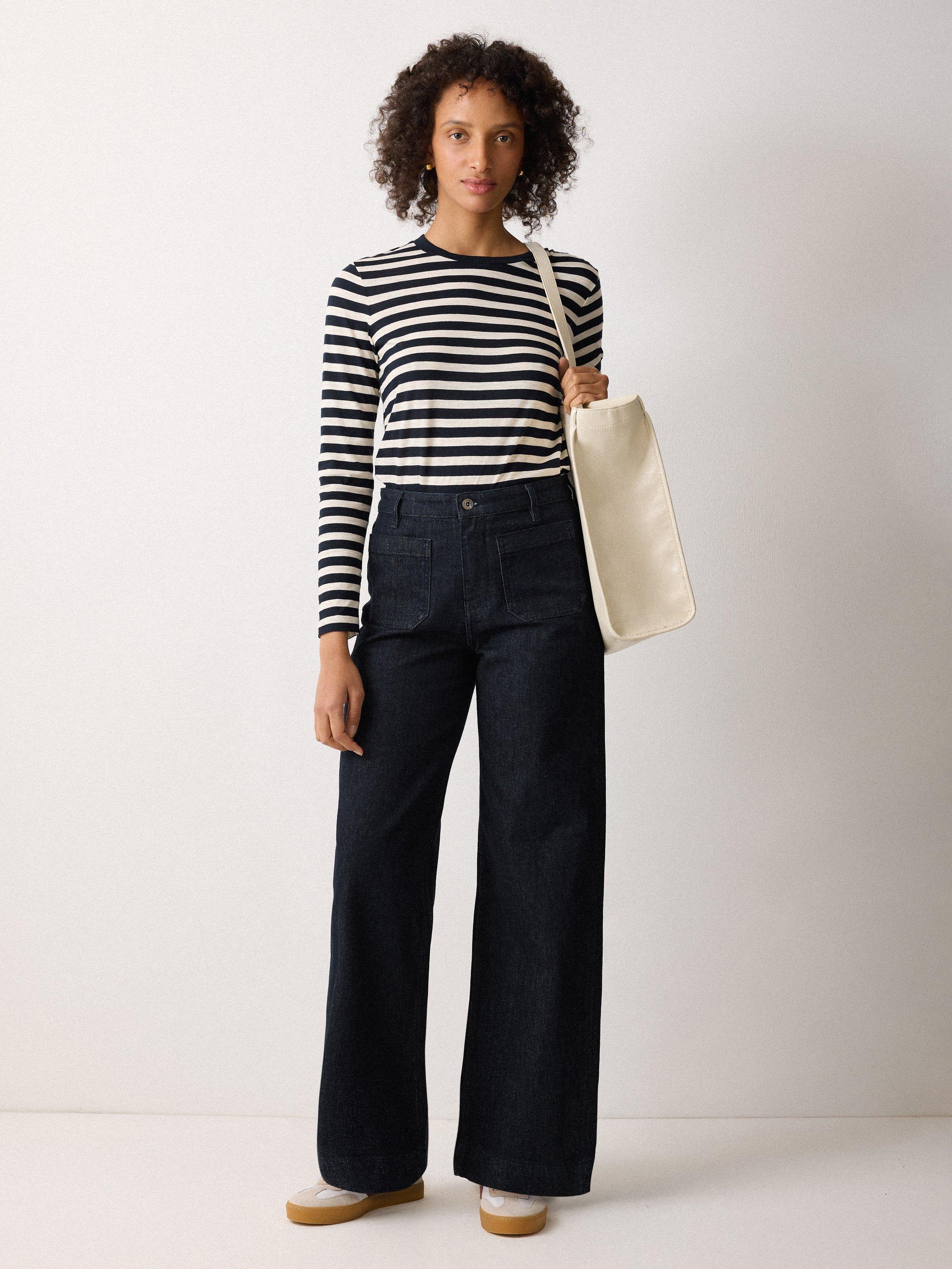 Product image 4 of 6, which shows Jigsaw Rhea High Waist Flared Denim Jeans, Indigo, 24