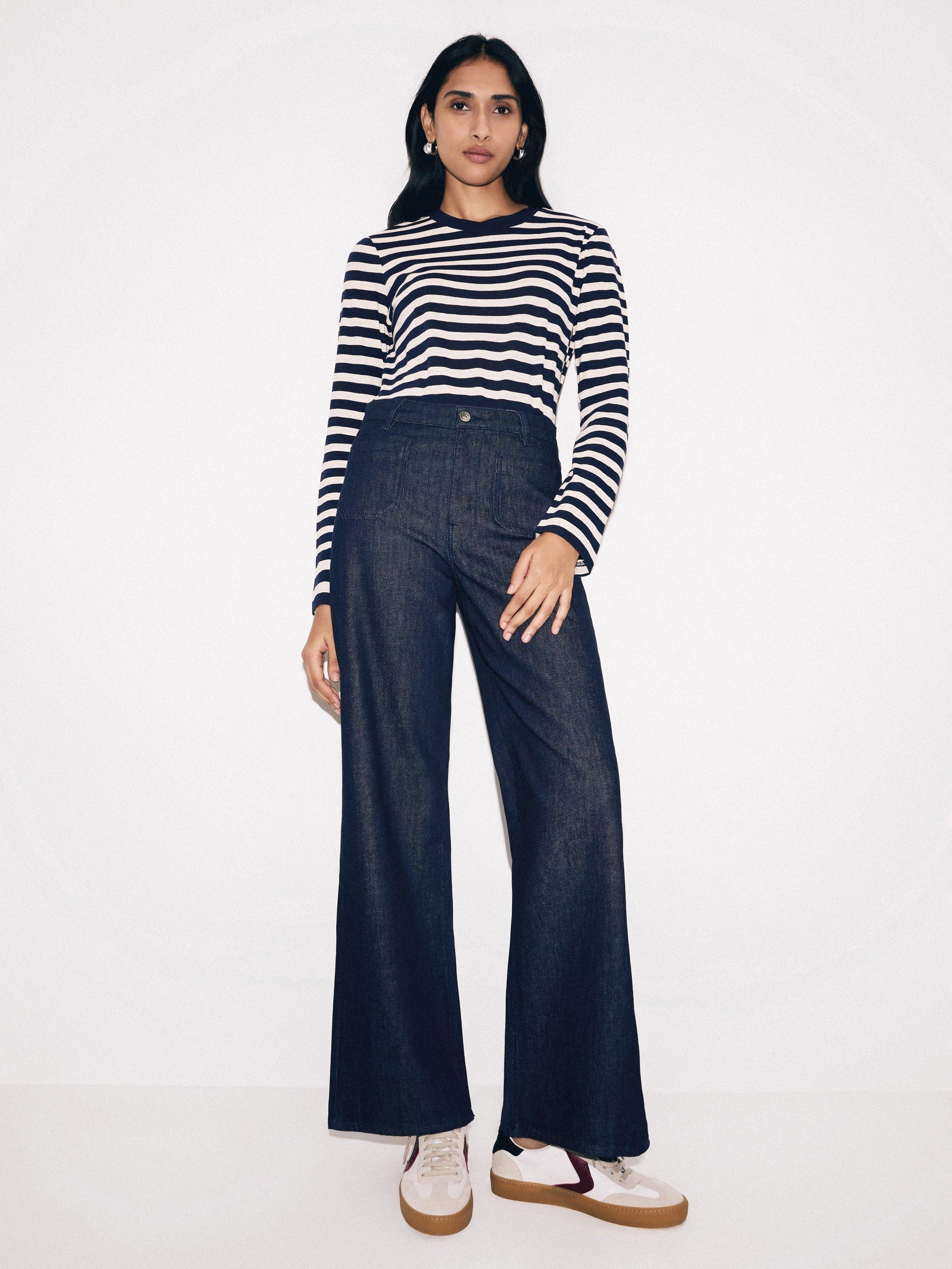 Product image 5 of 6, which shows Jigsaw Rhea High Waist Flared Denim Jeans, Indigo, 24