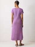 Jigsaw Cotton Short Sleeved Midi T-Shirt Dress, Purple