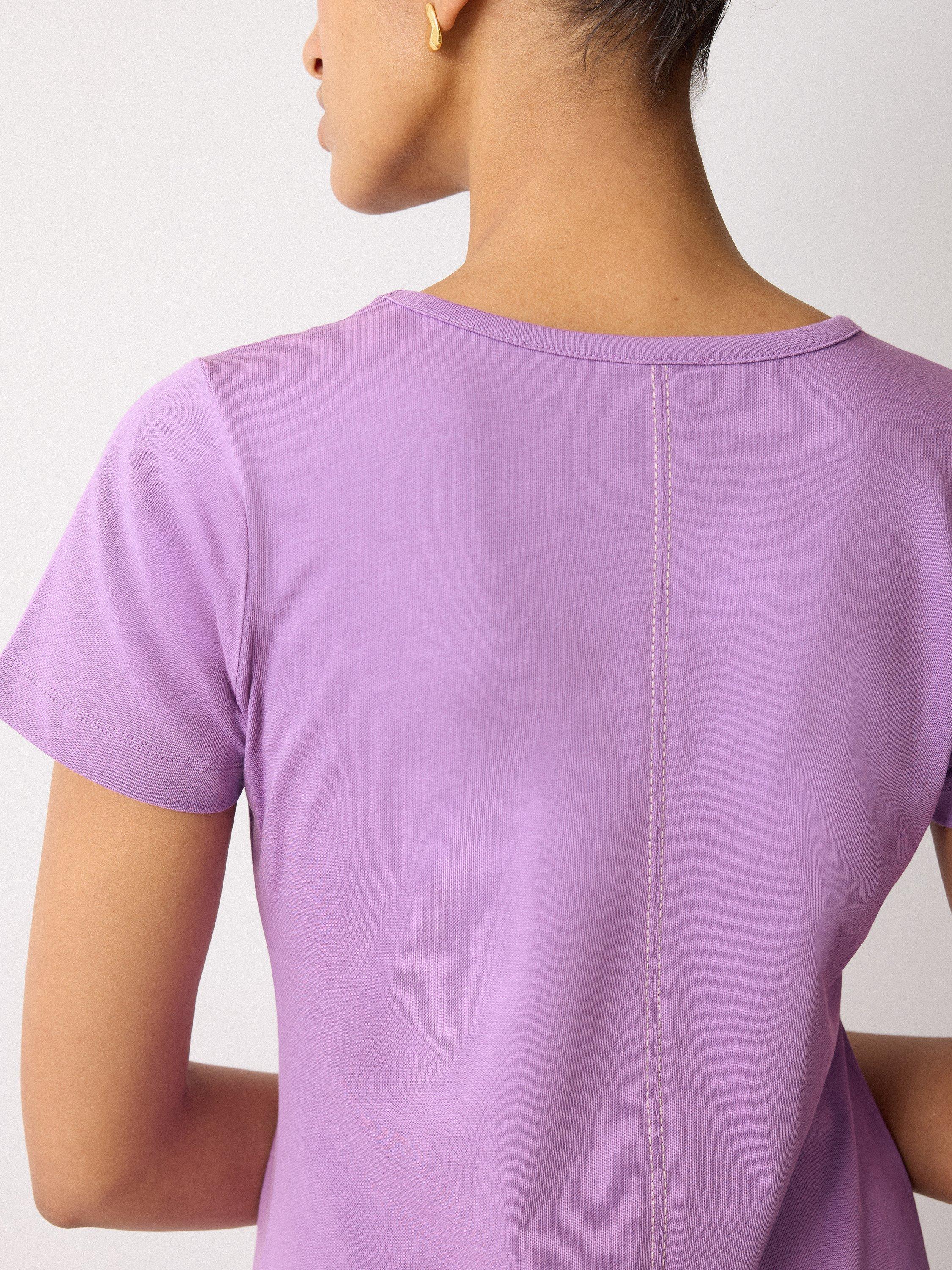 Product image 3 of 5, which shows Jigsaw Cotton Short Sleeved Midi T-Shirt Dress, Purple, XS