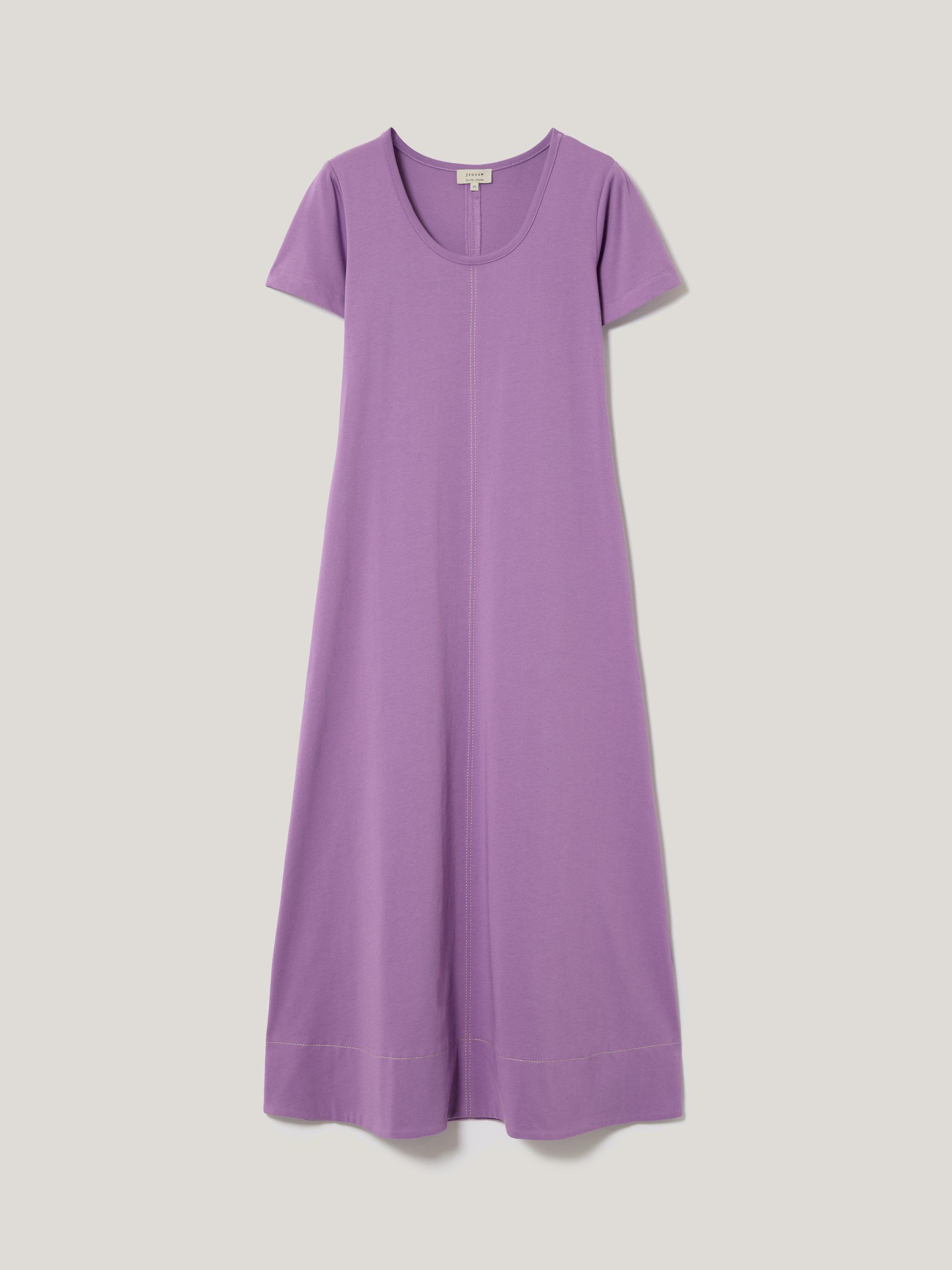 Product image 5 of 5, which shows Jigsaw Cotton Short Sleeved Midi T-Shirt Dress, Purple, XS