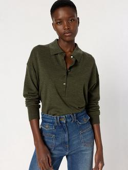 Gerard Darel Emeline Pure Merino Wool Jumper, Khaki Green, Khaki Green