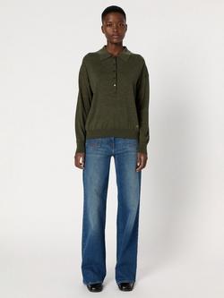 Gerard Darel Emeline Pure Merino Wool Jumper, Khaki Green - view 2, Khaki Green