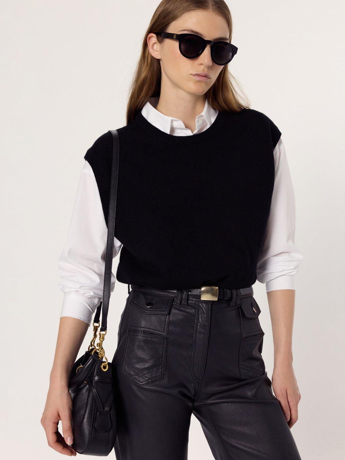 Product image 1 of 1, which shows Gerard Darel Eulalie Pure Cashmere Tank Top, Black, 6