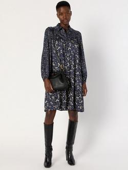 Gerard Darel Leana Knee Length Floral Smock Dress, Navy
