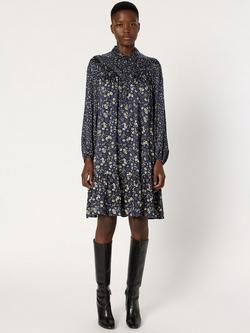 Gerard Darel Leana Knee Length Floral Smock Dress - view 2, Navy