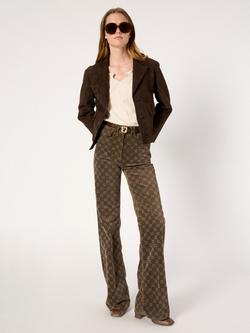 Gerard Darel Anna Logo Print Flared Trousers, Coffee, Coffee