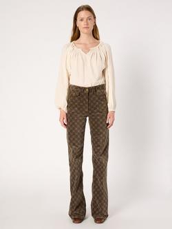 Gerard Darel Anna Logo Print Flared Trousers, Coffee - view 2, Coffee