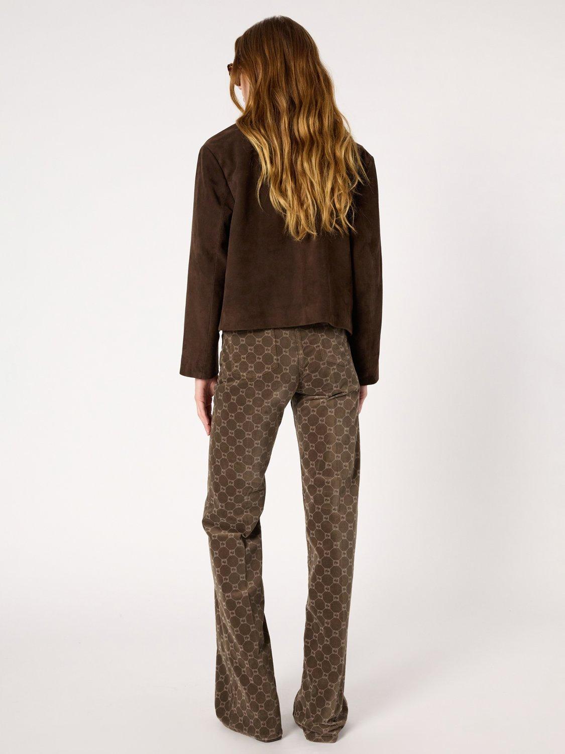 Product image 3 of 6, which shows Gerard Darel Anna Logo Print Flared Trousers, Coffee, 10