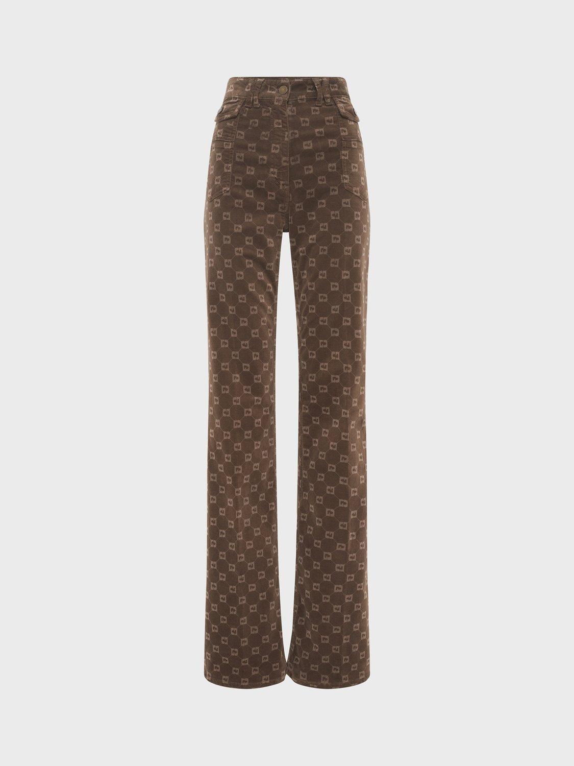 Product image 4 of 6, which shows Gerard Darel Anna Logo Print Flared Trousers, Coffee, 10
