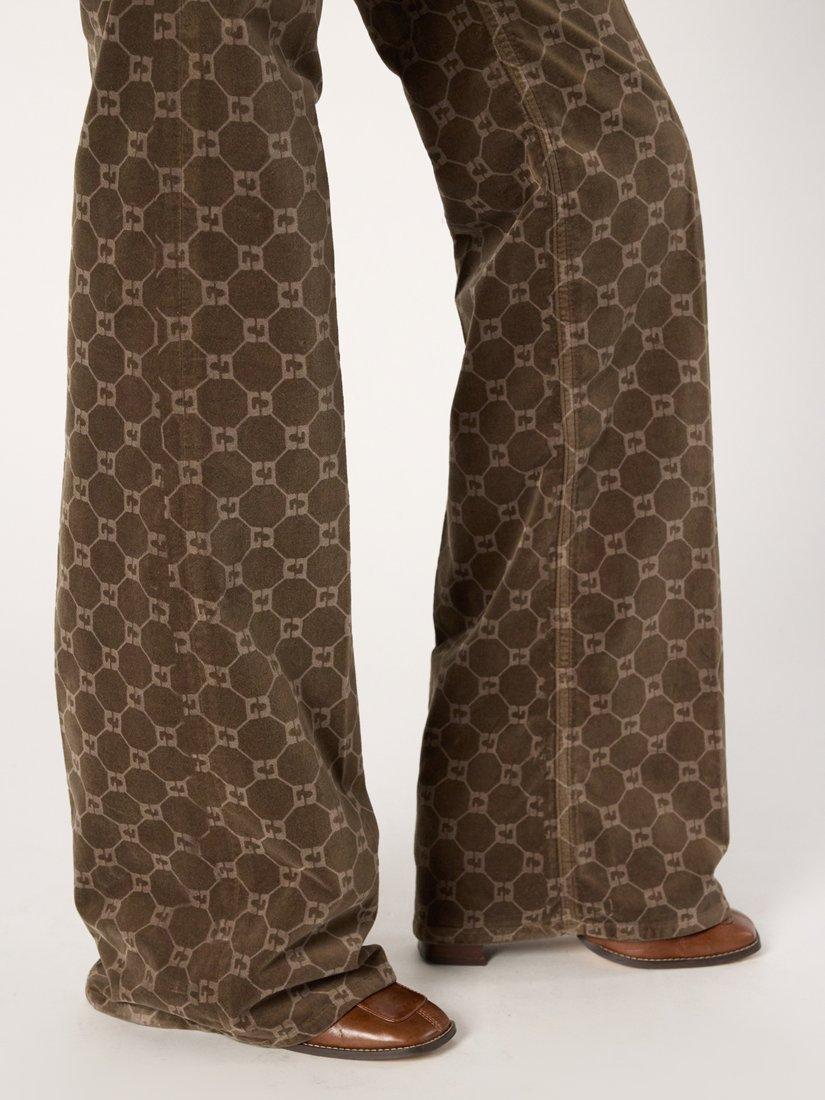 Product image 6 of 6, which shows Gerard Darel Anna Logo Print Flared Trousers, Coffee, 10