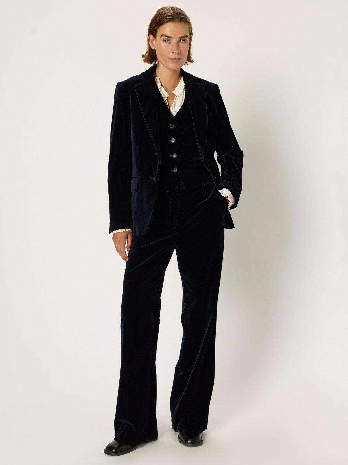 Product image 1 of 6, which shows Gerard Darel Clotilde Velvet Trousers, Navy, 10