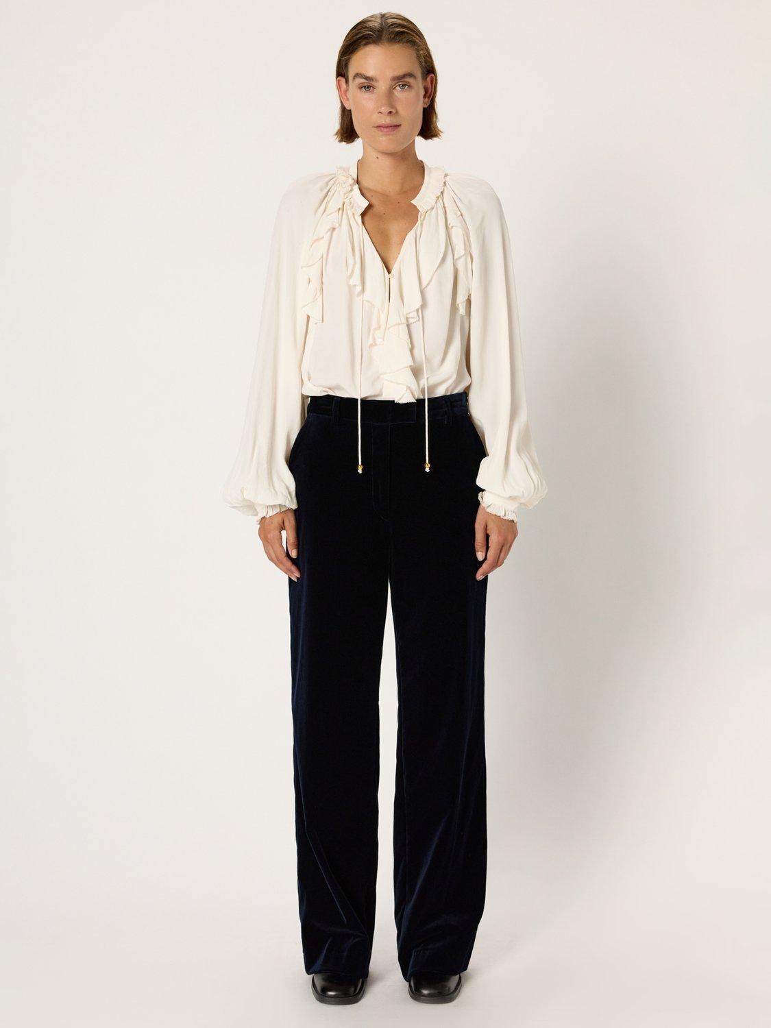Product image 2 of 6, which shows Gerard Darel Clotilde Velvet Trousers, Navy, 10