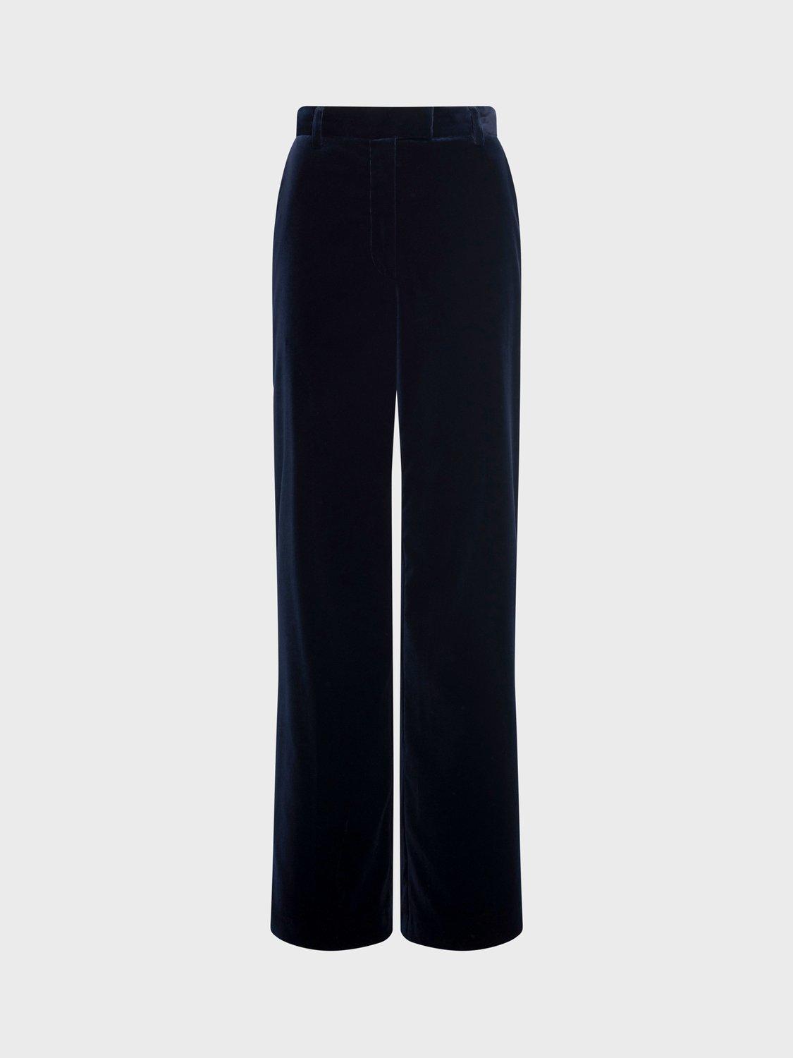 Product image 4 of 6, which shows Gerard Darel Clotilde Velvet Trousers, Navy, 10
