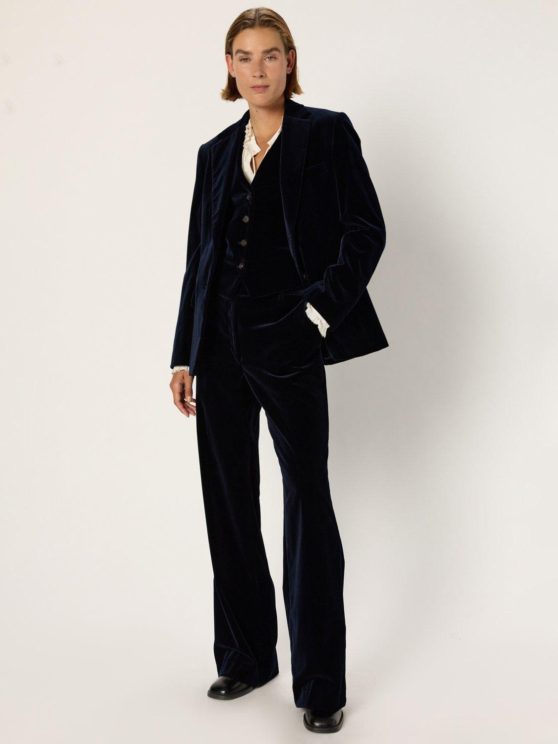 Product image 5 of 6, which shows Gerard Darel Clotilde Velvet Trousers, Navy, 10