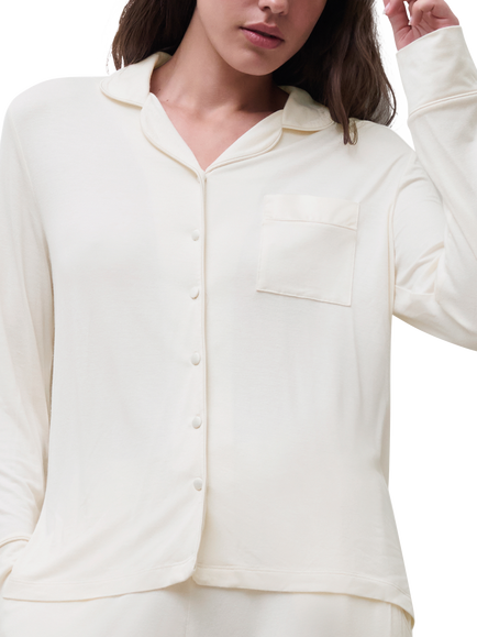 Femilet Daisy Pyjama Top, Ivory, Ivory