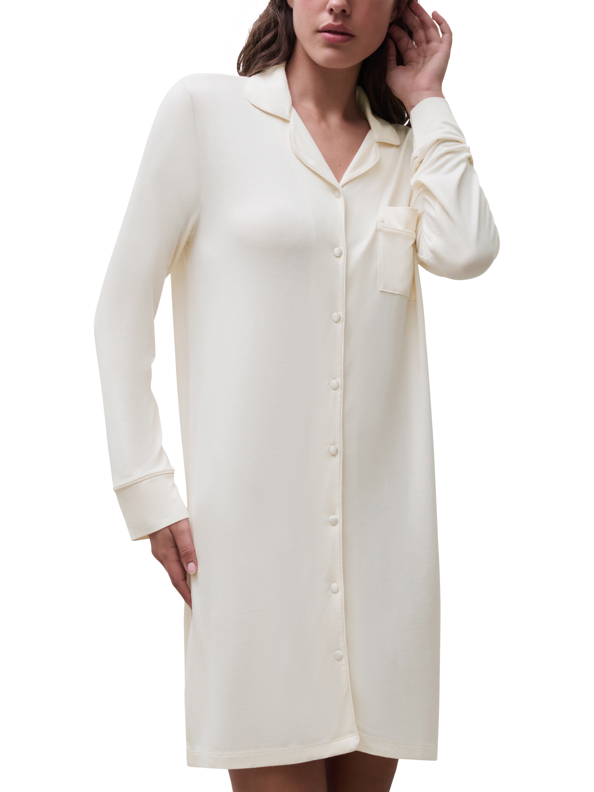 Product image 1 of 3, which shows Femilet Daisy Nightdress, Ivory, XS