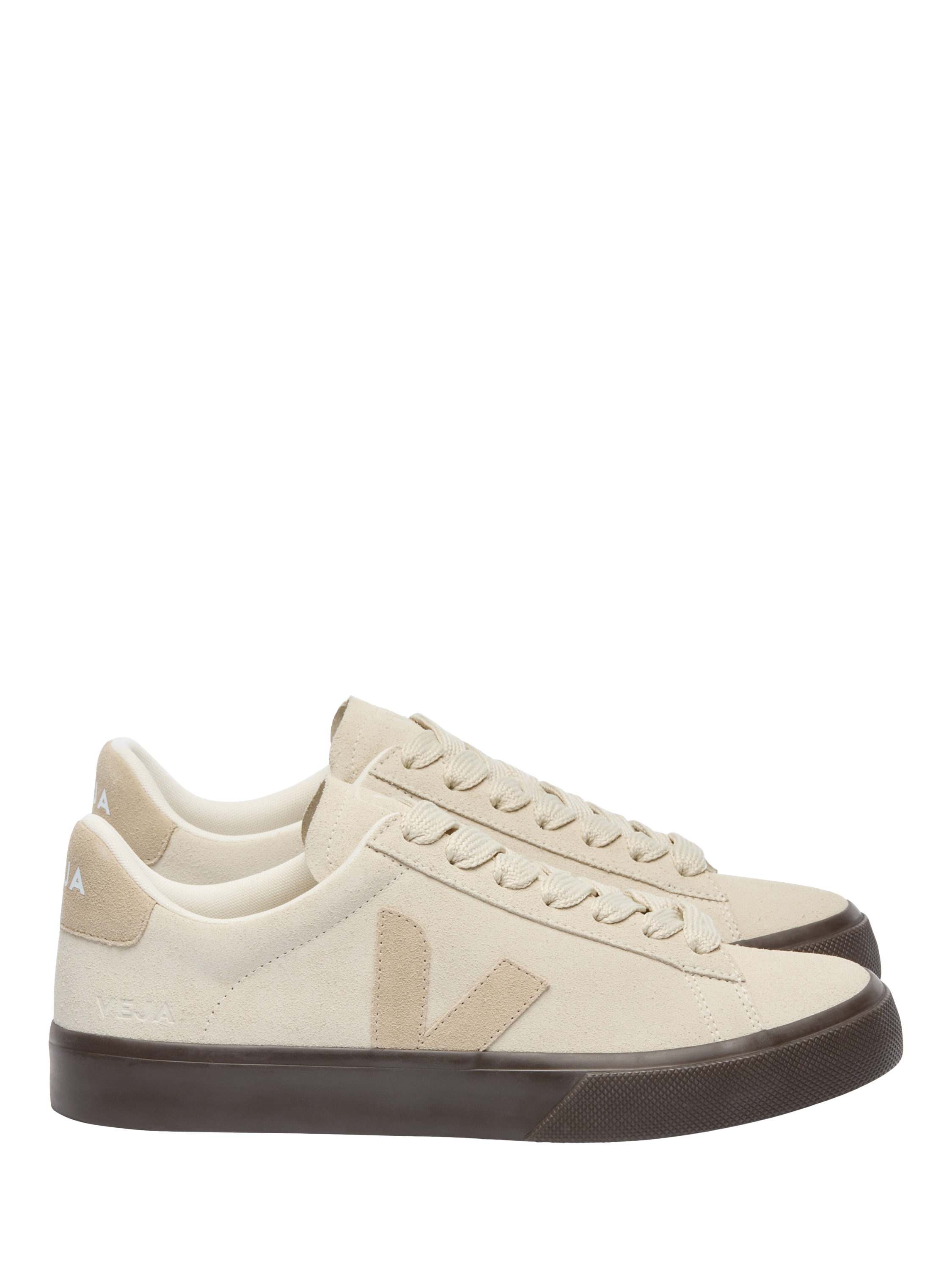 Product image 1 of 3, which shows VEJA Campo Lace Up Suede Trainers, Beige, 7