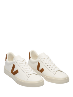 VEJA Campo Lace Up Leather Trainers - view 2, White, Cognac
