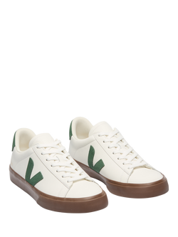 VEJA Campo Lace Up Leather Trainers, White, Cyprus - view 2, White, Cyprus
