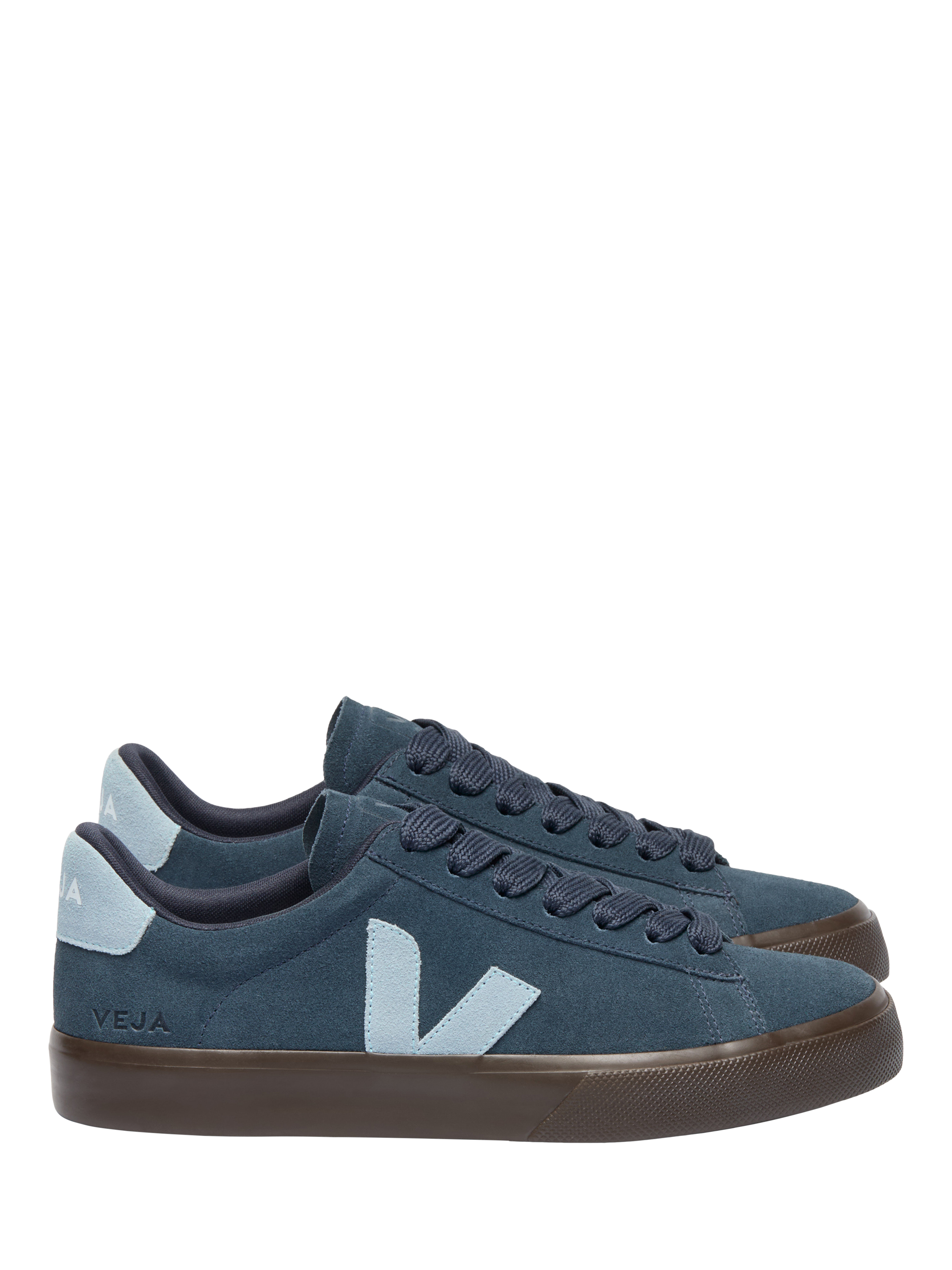 Product image 1 of 3, which shows VEJA Campo Bold Lace Up Suede Trainers, Blue, 8