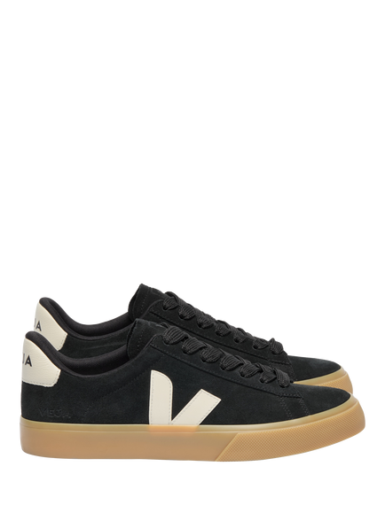VEJA Campo Bold Lace Up Suede Trainers, Black