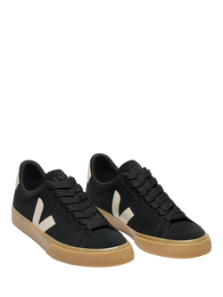 VEJA Campo Bold Lace Up Suede Trainers - view 2, Black