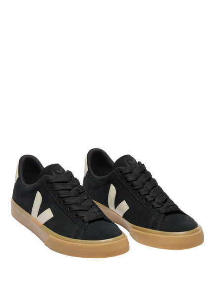 VEJA Campo Bold Lace Up Suede Trainers - view 2, Black