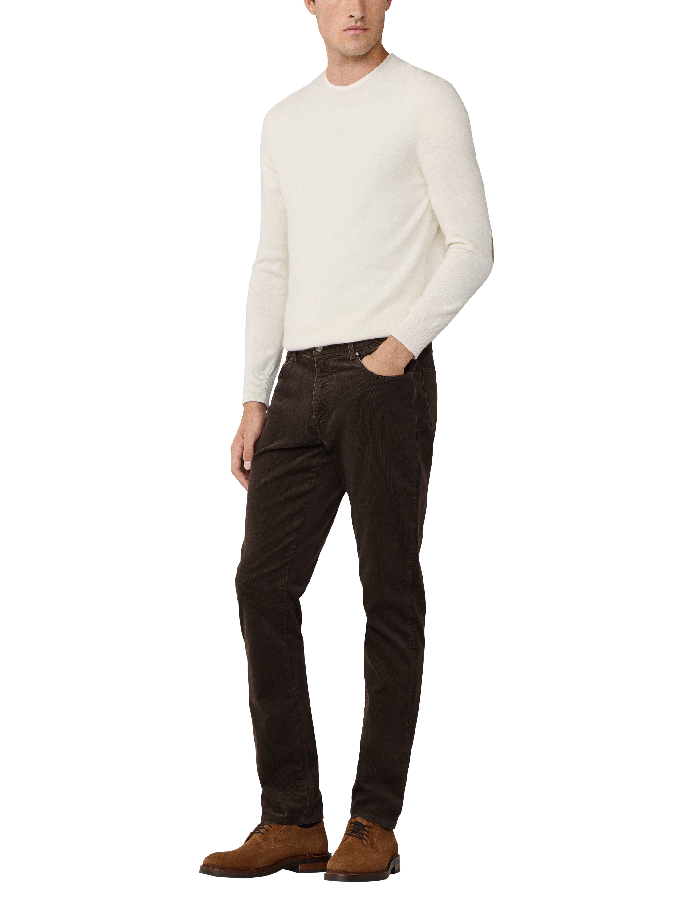 Product image 3 of 3, which shows Hackett London Trinity 5 Pocket Regular Fit Chinos, Dark Brown, 28R