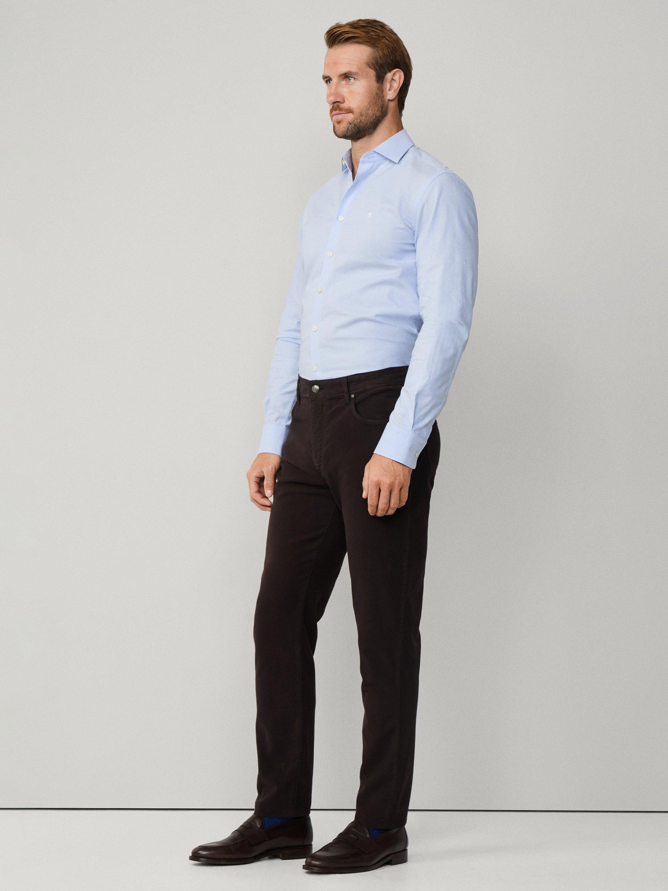 Product image 7 of 8, which shows Hackett London Regular Fit Trinity Moleskin 5 Pocket Trousers, Dark Brown, 28R