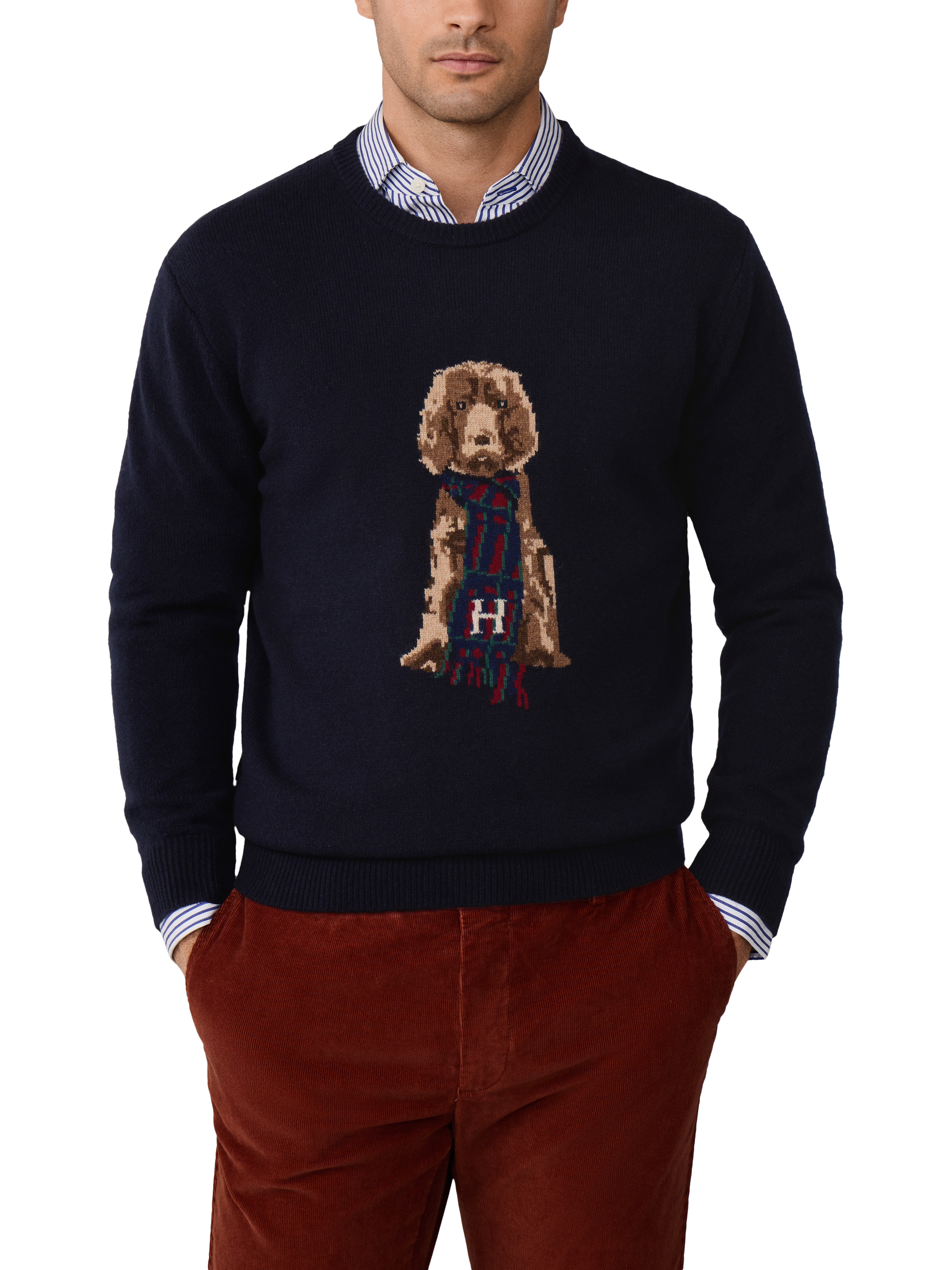Product image 1 of 7, which shows Hackett London Heritage Jumper, Midnight Blue, XXL