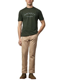 Hackett London Cotton Regular Fit Short Sleeve Logo T-Shirt - view 2, Duck Green