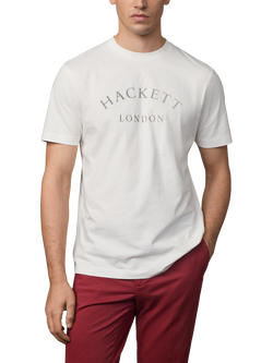 Hackett London Cotton Regular Fit Short Sleeve Logo T-Shirt, Off White