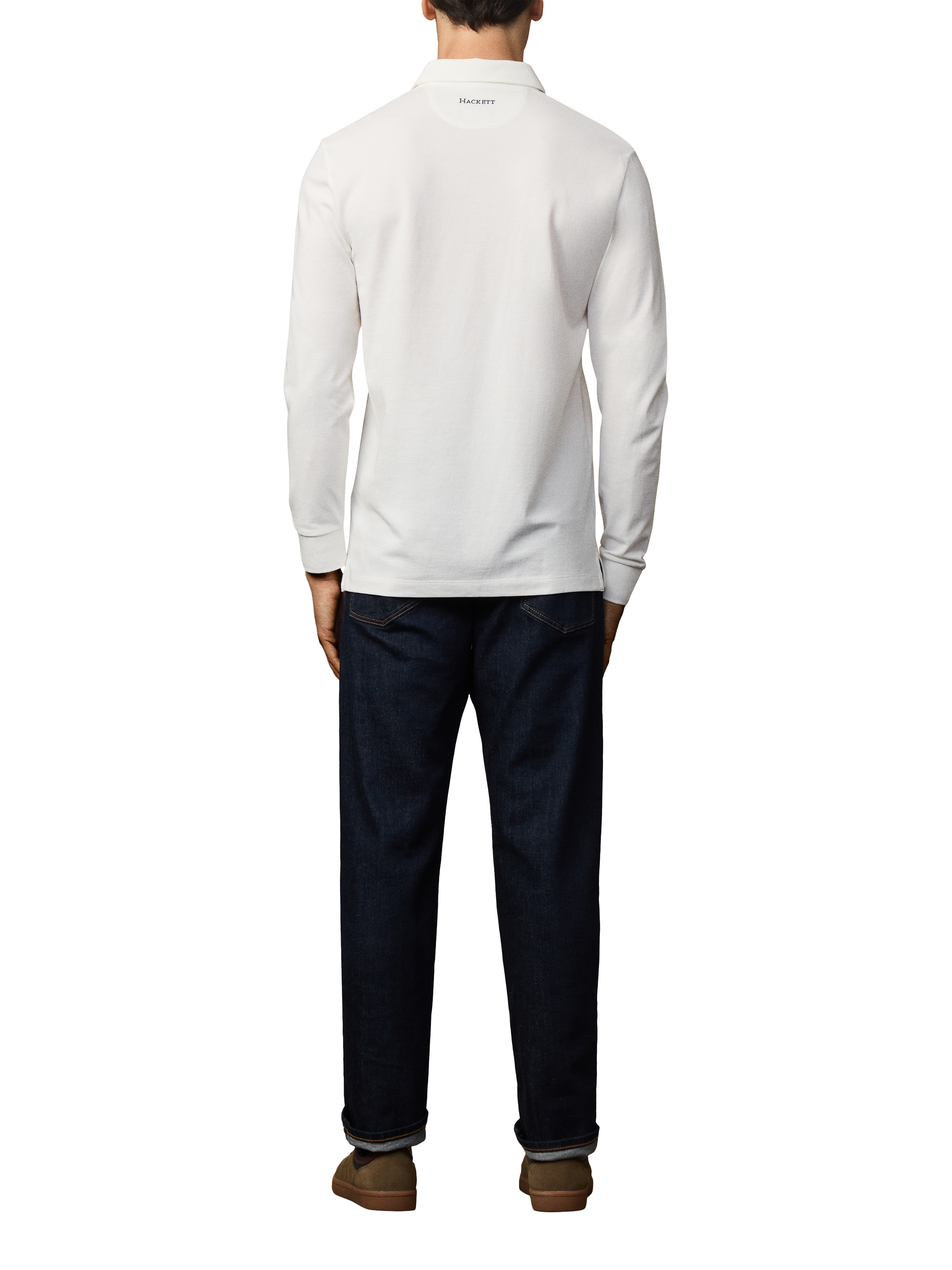 Product image 3 of 5, which shows Hackett London Heritage Long Sleeve Crest Polo, Off White, XXL