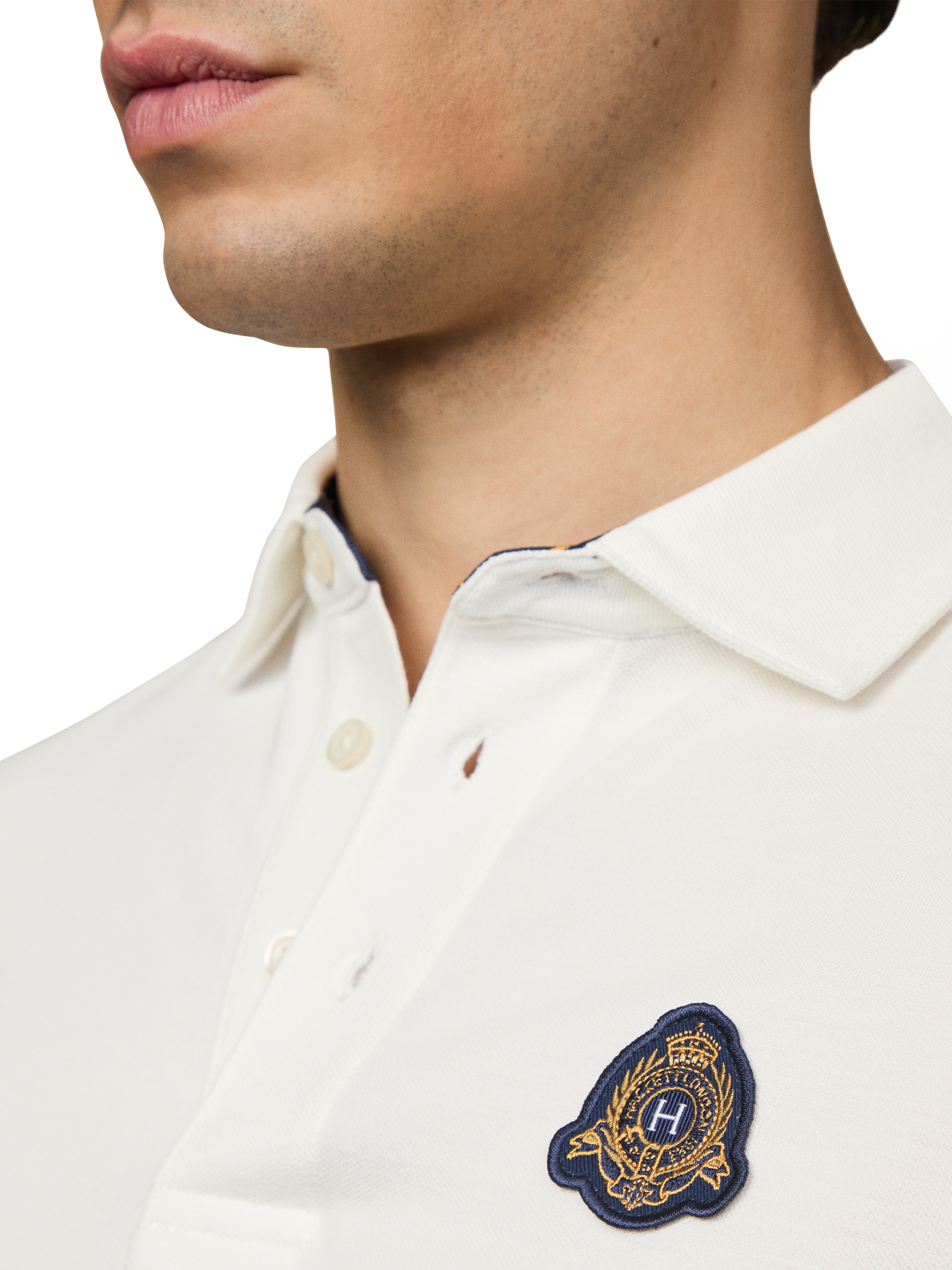 Product image 4 of 5, which shows Hackett London Heritage Long Sleeve Crest Polo, Off White, XXL