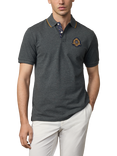 Hackett London Heritage Short Sleeve Crest Logo Polo, Dark Grey Marl