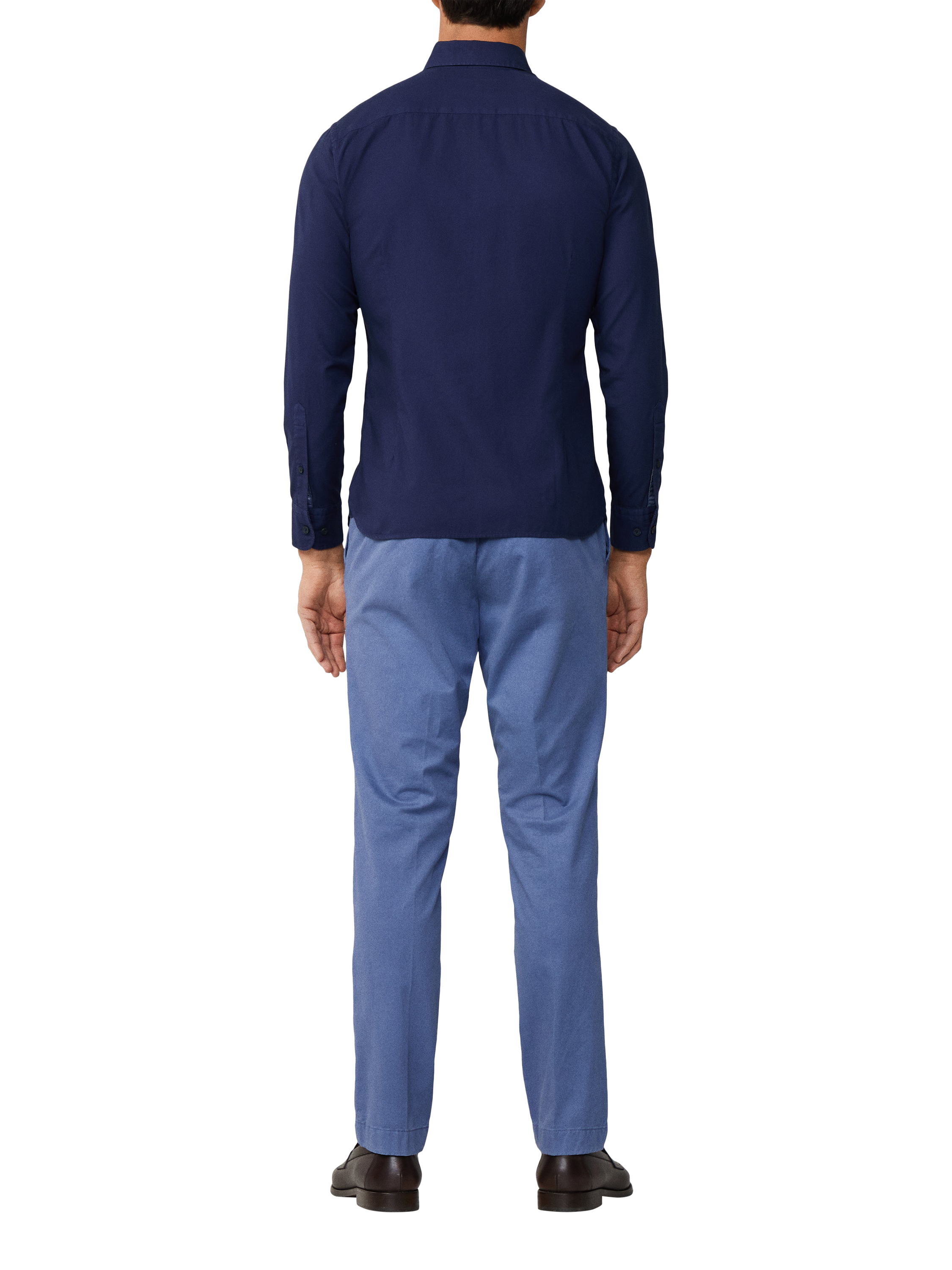 Product image 3 of 7, which shows Hackett London Cotton Tailored Fit Brompton Button-Down Collar Shirt, Navy, L