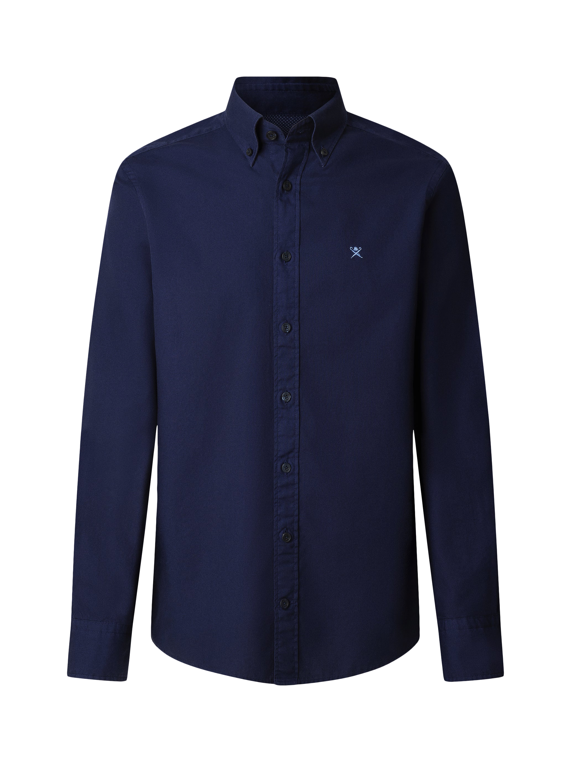 Product image 6 of 7, which shows Hackett London Cotton Tailored Fit Brompton Button-Down Collar Shirt, Navy, L