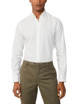 Hackett London Cotton Tailored Fit Brompton Button-Down Collar Shirt, White
