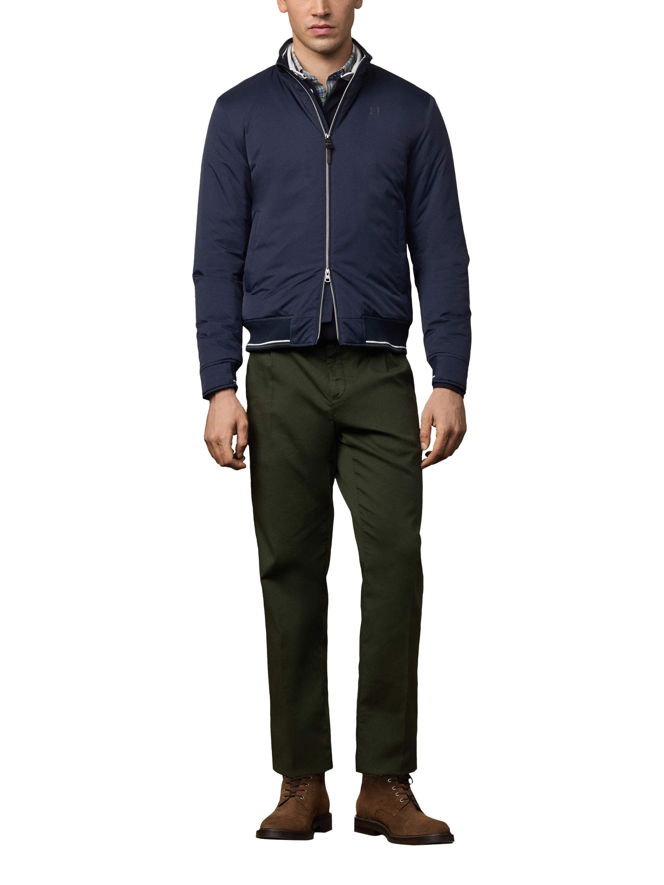 Product image 2 of 6, which shows Hackett London Heritage Logo Blouson Jacket, Midnight Blue, XXL