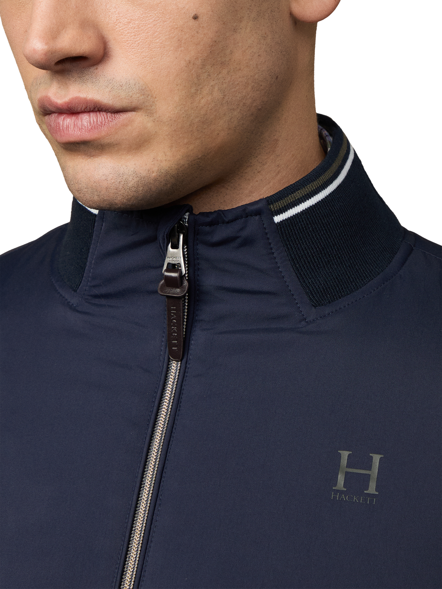 Product image 4 of 6, which shows Hackett London Heritage Logo Blouson Jacket, Midnight Blue, XXL